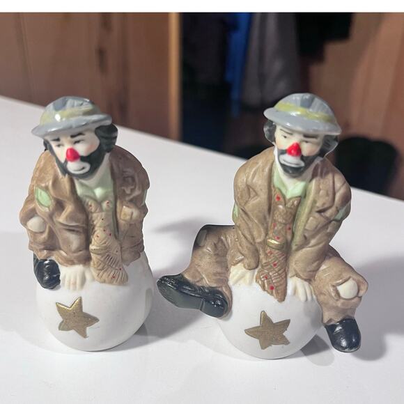 Vintage Flambro Emmett Kelly 3" Clown Weary Willie Porcelain Figurines (2)‎ - Picture 1 of 6
